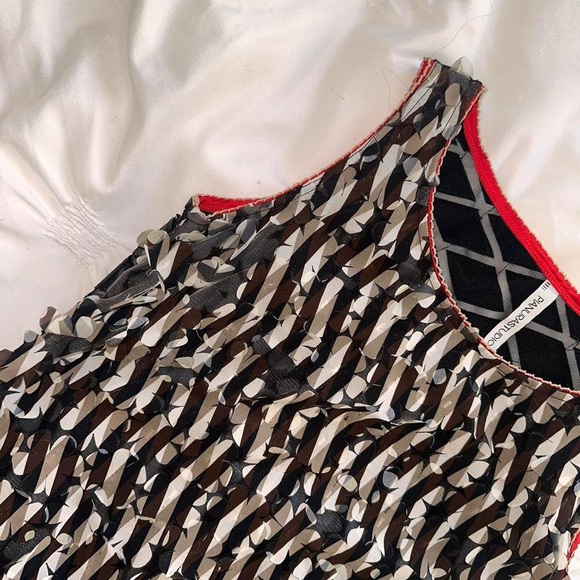 Pianura Studio floral black and white top with black leather pattern on the back - Picture 2 of 6